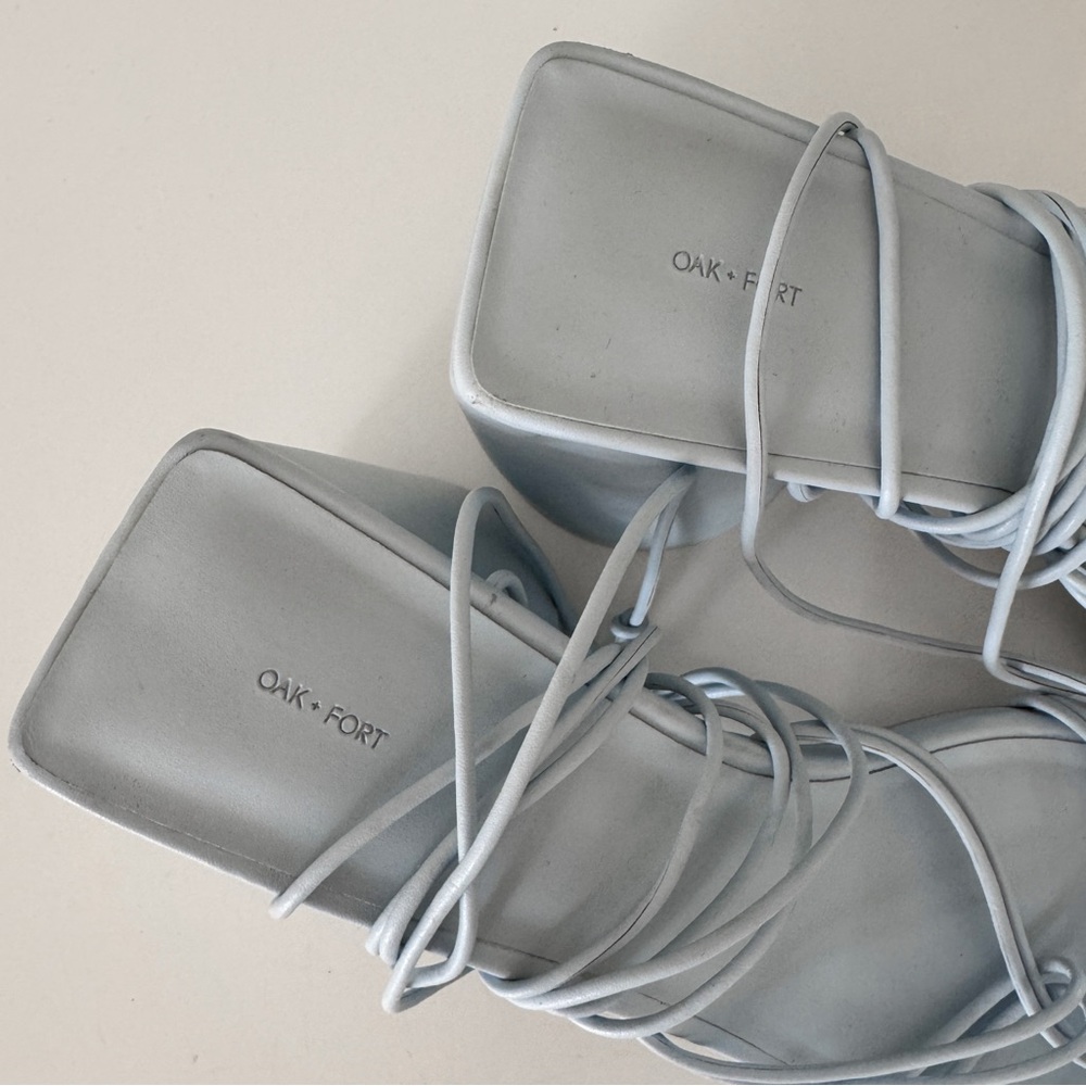 OAK + FORT • Strappy Thick Heel Sandal in Light Blue - Picture 7 of 16